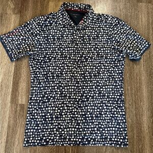 Galvin Green Golf Polo Blue Geometric Print Performance Stretch‎